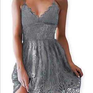 Grey Lace Formal Dress